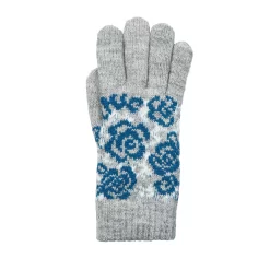 Women’s Jacquard Knitted Gloves With Rose Pattern -Fashion Accessories Shop 6 3281 Dove Grey 2