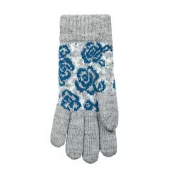 Women’s Jacquard Knitted Gloves With Rose Pattern -Fashion Accessories Shop 6 3281 Dove Grey 3