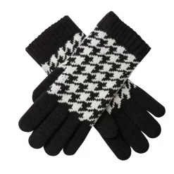 Womenâs Jacquard Knitted Gloves With Dogtooth Pattern