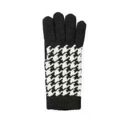 Women’s Jacquard Knitted Gloves With Dogtooth Pattern -Fashion Accessories Shop 6 3282 Black Winter White 2