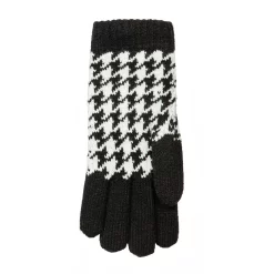 Women’s Jacquard Knitted Gloves With Dogtooth Pattern -Fashion Accessories Shop 6 3282 Black Winter White 3