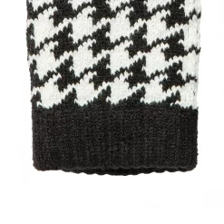 Women’s Jacquard Knitted Gloves With Dogtooth Pattern -Fashion Accessories Shop 6 3282 Black Winter White 4
