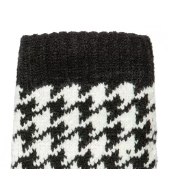 Women’s Jacquard Knitted Gloves With Dogtooth Pattern -Fashion Accessories Shop 6 3282 Black Winter White 5