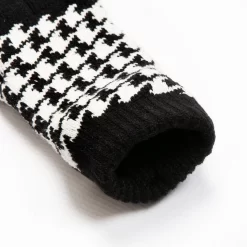 Women’s Jacquard Knitted Gloves With Dogtooth Pattern -Fashion Accessories Shop 6 3282 Black Winter White 8