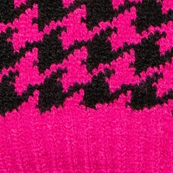 Women’s Jacquard Knitted Gloves With Dogtooth Pattern -Fashion Accessories Shop 6 3282 Fuchsia Black 7