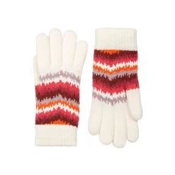 Women’s Jacquard Knitted Gloves With Contrasting Stripes -Fashion Accessories Shop 6 3283 Winter White 1
