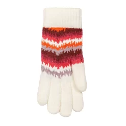 Women’s Jacquard Knitted Gloves With Contrasting Stripes -Fashion Accessories Shop 6 3283 Winter White 3