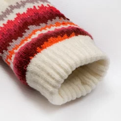 Women’s Jacquard Knitted Gloves With Contrasting Stripes -Fashion Accessories Shop 6 3283 Winter White 8