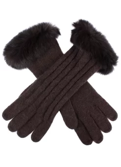 Women's Cable Knit Gloves With Fur Cuffs -Fashion Accessories Shop 6 4224 20chocolate 7b04a968 a737 4365 9f26 1280a9c64a99