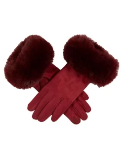 Women's Touchscreen Velour-Lined Faux Suede Gloves With Faux Fur Cuffs -Fashion Accessories Shop 6 4264 Claret 0a9870ca 05e2 4a22 8631 50bcdcdc5613