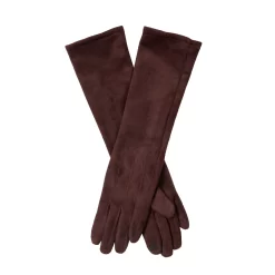 Women’s Touchscreen Long Below-Elbow Velour-Lined Faux Suede Gloves -Fashion Accessories Shop 6 4269 Conker