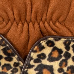 Women’s Touchscreen Velour-Lined Faux Suede Gloves With Faux Fur Leopard Print Cuffs -Fashion Accessories Shop 6 4276 Cognac 7