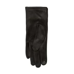Women’s Touchscreen Velour-Lined Faux Suede Gloves With Contrast Trim And Bow -Fashion Accessories Shop 6 4278 Black Dove Grey 3