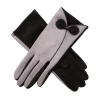 Women’s Touchscreen Velour-Lined Faux Suede Gloves With Contrast Trim And Bow