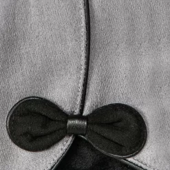 Women’s Touchscreen Velour-Lined Faux Suede Gloves With Contrast Trim And Bow -Fashion Accessories Shop 6 4278 Dove Grey 7