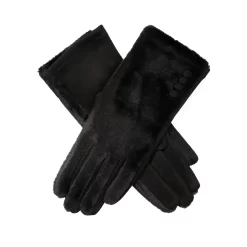 Women’s Touchscreen Velour-Lined Faux Fur And Faux Suede Gloves