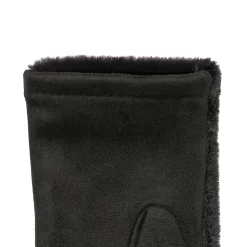 Women’s Touchscreen Velour-Lined Faux Fur And Faux Suede Gloves -Fashion Accessories Shop 6 4279 Black 5