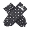 Women's Silk-Lined Leather Gloves With Polka Dot Design