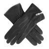 Women's Three-Point Leather Gloves With Contrasting Stitching