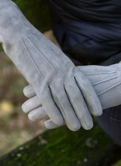 Women's Three-Point Silk-Lined Lamb Suede Gloves -Fashion Accessories Shop 7 1013 charcoal 1dd7b578 e168 48f5 9955 5174c761d4e2