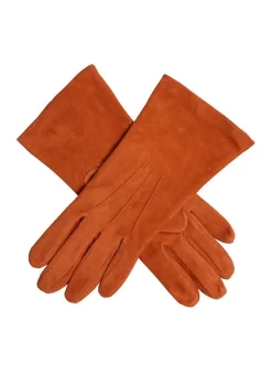 Women's Three-Point Silk-Lined Lamb Suede Gloves