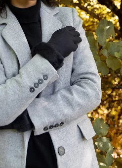 Women's Sheepskin Gloves -Fashion Accessories Shop 7 1056 Black