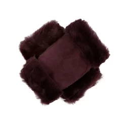 Women's Fingerless Sheepskin Mittens -Fashion Accessories Shop 7 1073 Aubergine