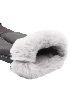 Women's Fingerless Sheepskin Mittens -Fashion Accessories Shop 7 1073Charcoal