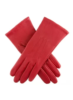 Women's Three-Point Lined Leather Gloves