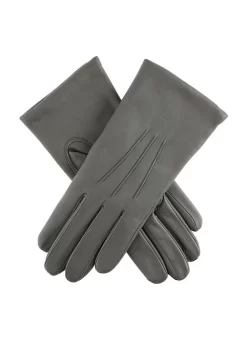 Women's Three-Point Lined Leather Gloves -Fashion Accessories Shop 7 1125 charcoal