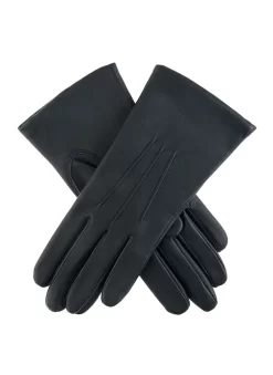 Women's Three-Point Lined Leather Gloves -Fashion Accessories Shop 7 1125 navy