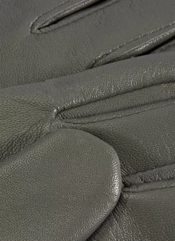 Women's Three-Point Lined Leather Gloves -Fashion Accessories Shop 7 1125 20charcoal 202