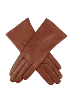 Women’s Touchscreen Three-Point Cashmere-Lined Leather Gloves -Fashion Accessories Shop 7 1132Cognac