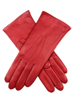 Women's Three-Point Cashmere-Lined Leather Gloves -Fashion Accessories Shop 7 1134 Berry