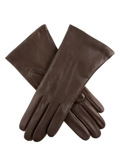 Women's Three-Point Cashmere-Lined Leather Gloves -Fashion Accessories Shop 7 1134 Mocca