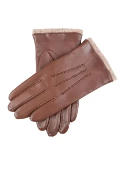Women’s Three-Point Wool-Lined Leather Gloves With Knitted Cuffs -Fashion Accessories Shop 7 1135 Chestnut