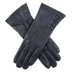 Women’s Touchscreen Three-Point Cashmere-Lined Leather Gloves With Buttons -Fashion Accessories Shop 7 2060 Navy e074d197 c22c 4241 92f2 bdaf8fba9e1b
