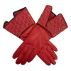 Women’s Silk-Lined Leather Gloves With Studded Gauntlet Cuff