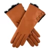 Women's Wool-Lined Leather Gloves With Fur Cuffs