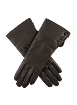 Women's Wool-Lined Leather Gloves With Fur Cuffs -Fashion Accessories Shop 7 2334 mocca