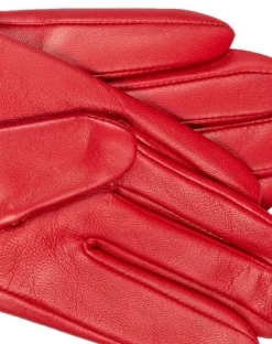 Women's Lined Leather Gloves With Studs And Heart Pendant -Fashion Accessories Shop 7 2446 berry 1