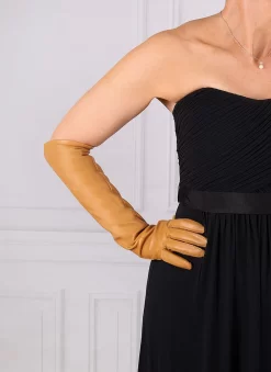 Women's Single-Point Long Above-Elbow Lined Leather Gloves -Fashion Accessories Shop 7 2460 saddle a6fb5bcd 65fe 481d b0b2 484661656883