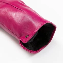 Women’s Touchscreen Single-Point Faux Fur-Lined Leather Gloves -Fashion Accessories Shop 7 2461 Fuchsia 8