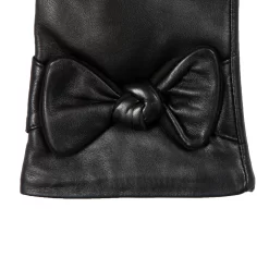 Women’s Touchscreen Wool-Lined Leather Gloves With Bow -Fashion Accessories Shop 7 5020 Black 4