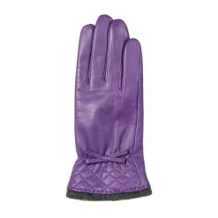 Women’s Wool-Lined Leather Gloves With Quilted Cuffs And Bow -Fashion Accessories Shop 7 5021 Amethyst 2