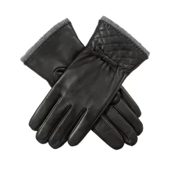 Women’s Wool-Lined Leather Gloves With Quilted Cuffs And Bow