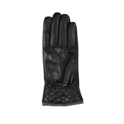 Women’s Wool-Lined Leather Gloves With Quilted Cuffs And Bow -Fashion Accessories Shop 7 5021 Black Charcoal 2