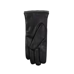 Women’s Wool-Lined Leather Gloves With Quilted Cuffs And Bow -Fashion Accessories Shop 7 5021 Black Charcoal 3