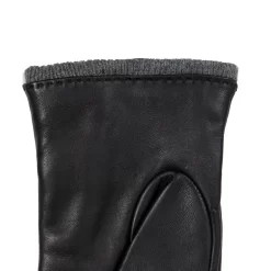 Women’s Wool-Lined Leather Gloves With Quilted Cuffs And Bow -Fashion Accessories Shop 7 5021 Black Charcoal 5