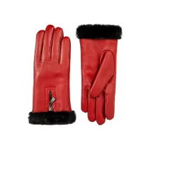 Women’s Touchscreen Faux Fur-Lined Leather Gloves With Zip -Fashion Accessories Shop 7 5022 Berry 1